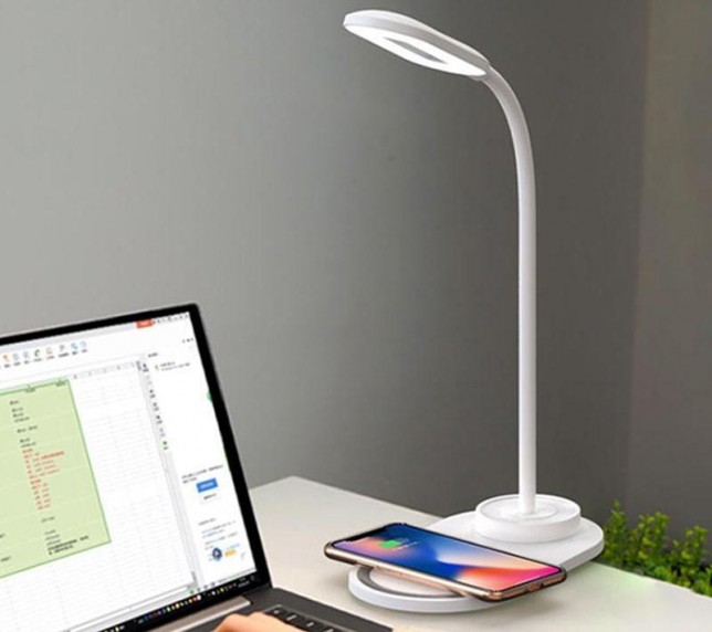 Lampă de birou cu LED, control touch, încărcare wireless telefon